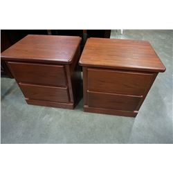 PAIR OF 2 DRAWER MAHOGANY FINISH NIGHTSTANDS