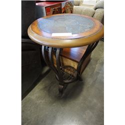 STONE TOP METAL BASE ENDTABLE