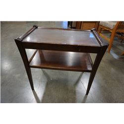 WALNUT GLASS TOP END TABLE