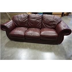 BURGUNDY LEATHER SOFA