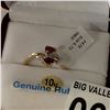 Image 2 : 10KT YELLOW GOLD 5x3mm GENUINE .5CT RUBY AND .06CT DIAMOND RING W/ APPRAISAL $2400