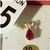 Image 2 : 10KT YELLOW GOLD 7 x 5mm GENUINE RUBY AND CZ PENDANT - RETAIL $300
