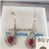Image 2 : STERLING SILVER GENUINE RUBY AND CZ EARRINGS - RETAIL $300