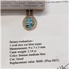 Image 3 : STERLING SILVER YELLOW GOLD PLATED 7x5mm GENUINE 2.14CT BLUE TOPAZ PENDANT W/ APPRAISAL $600