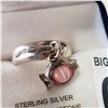 Image 2 : STERLING SILVER GENUINE ROSE QUARTZ "FISH" CHARM RING - RETAIL $150