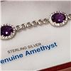 Image 4 : STERLING SILVER 8x6mm GENUINE 3.5CT AMETHYST AND CZ BRACELET W/ APPRAISAL $1100