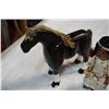 Image 2 : FIRST NATIONS DOLL AND 2 FOLK ART HORSES W/ LEATHER EARS