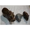 Image 1 : IRON WOOD HIPPPO AND RHINO AND STONE HIPPO