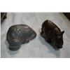 Image 4 : IRON WOOD HIPPPO AND RHINO AND STONE HIPPO
