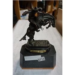 BRONZE BRONCO BUSTER PROJECT COWBOY BY REMINGTON STATUE