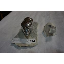 HOSELTON SCULPTURES ALUMINUM BEAR SCULPTURE, AND SOAPSTONE BEAR