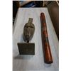 Image 1 : RAIN STICKS AND CARVED MASK ON STAND