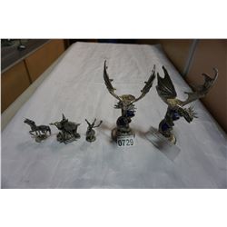 PEWTER DRAGON CANDLE STICKS AND FANTASY FIGURES