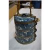 Image 2 : CHINESE BLUE AND WHITE STACKING BOWLS W/ BRASS CARRIER
