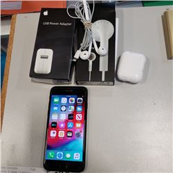 APPLE IPHONE 7 32GB IOS 12.3.1 NETWORK UNLOCKED WITH HEADPHONES, DATA CABLE, WALL CHARGER AND AIRPOD