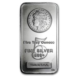 5 oz. Silver Morgan Design Bar- .999 Pure