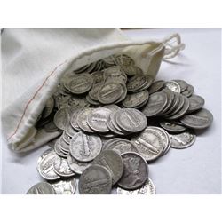 Canvas Bank Bag (200) Mercury Dimes -90%