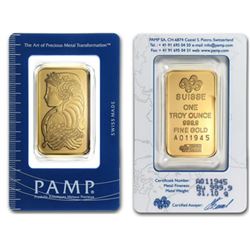 1 oz. Pamp Suisse Gold Bar on Assay Card