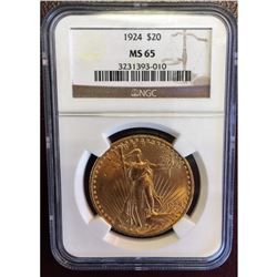 1924 MS 65 $20 Gold Saint NGC