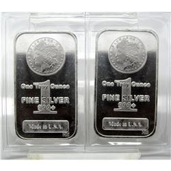 (2) 1 oz. Morgan Design Silver Bars