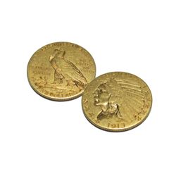 1913 P $5 Gold Indian Half Eagle