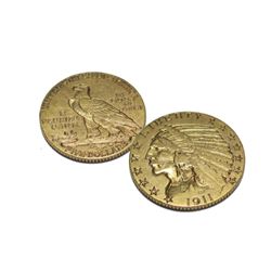 1911 Weak S $5 Gold Indian Half Eagle