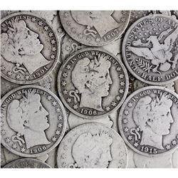 Lot of (10) Better Grade Mixed Date Barber Halves