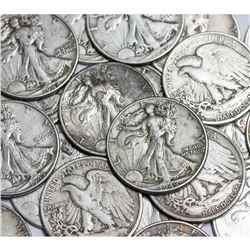(50) Walking Liberty Half Dollars - 90% Silver
