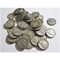 Lot of (50) Mercury Dimes -90% Silver