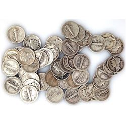 (50) Mercury Dimes -90% Silver Random