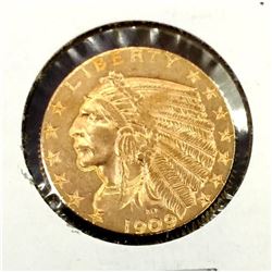 1909 D $5 Gold Indian Half Eagle