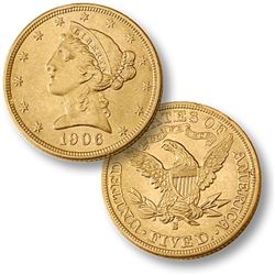 1906 S $5 Gold Liberty Half Eagle