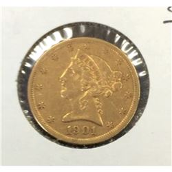 1901 s $5 Gold Liberty Half Eagle