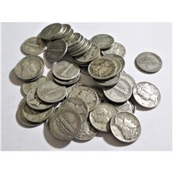 (50) Mercury Dimes -90 % Silver
