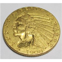 1908 $5 Gold Indian Half Eagle