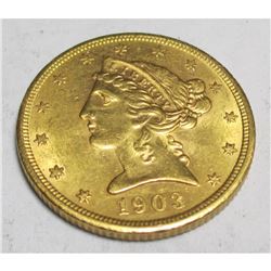 1903 s $5 Gold Liberty Half Eagle