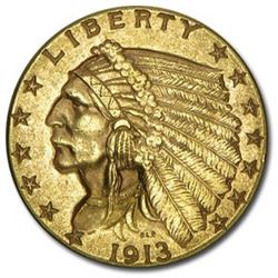 1913 $2w.5 Gold Indian AU/BU Grade