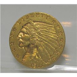 1911 $2.5 Gold Indian XF AU Grade