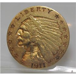 1911 $2.5 Gold Indian XF Grade