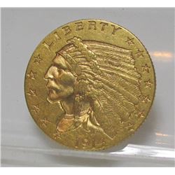 1914 D $2.5 Gold Indian XF Grade