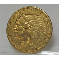 1925 D $2.5 Gold Indian XF Grade