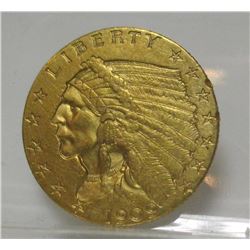 1909 $2.5 Gold Indian XF Grade