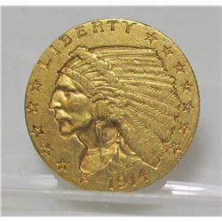 1914 D $2.5 Gold Indian XF Grade