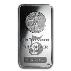 5 Oz. Silver Walking Liberty Bar