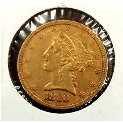 1880 S 5 Gold Liberty