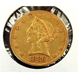 1886 $ 5 Gold Liberty