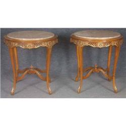 PAIR OF FRENCH STYLE MARBLE TOP PARLOR TABLES