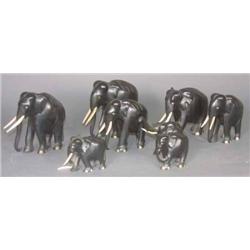 LARGE GROUP OF CARVED ELEPHANTS