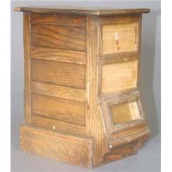 MINIATURE OAK THREE DRAWER BIN CABINET