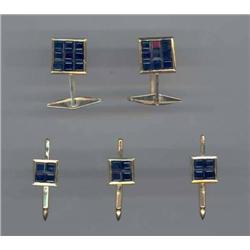 SAPPHIRE 18KT GOLD TUXEDO SET